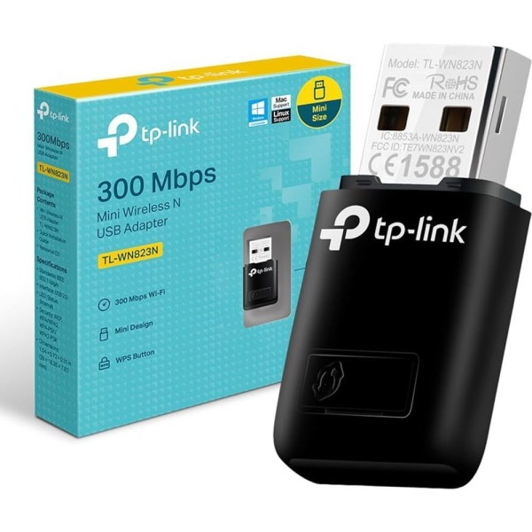 Encontraproduto.com.br - Adaptador Usb Wireless Tp-link Tl-wn823n 300 Mbps Nano