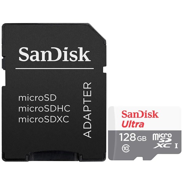 Encontraproduto.com.br - Cartão De Memória 128gb Com Adaptador, Sandisk Micro Sd - Sdsqunr-128g-gn3ma