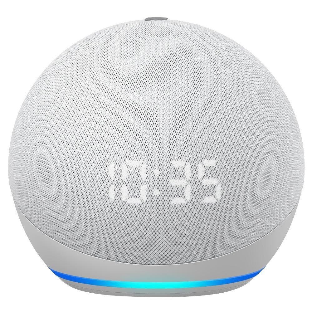 Encontraproduto.com.br - Caixa De Som Amazon Echo Dot 5 Geração / Alexa / Relógio / Bluetooth - Branco