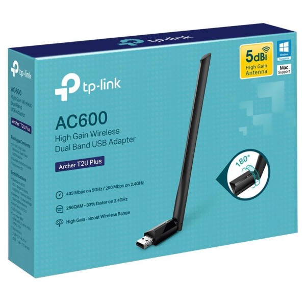 Encontraproduto.com.br - Adaptador Wireless Tp-link Usb 2.0 Ac600 Archer T2u Plus