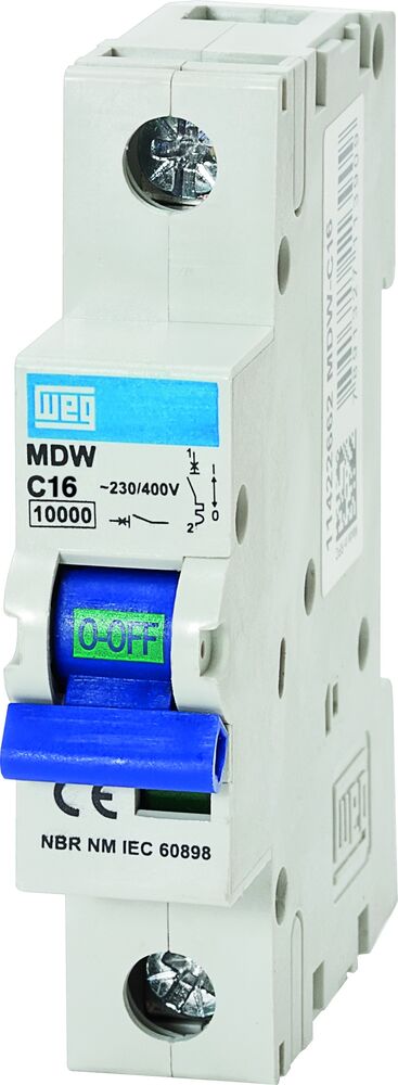 Encontraproduto.com.br - Disjuntor Unipolar Din MDW-C 10A Branco  Weg