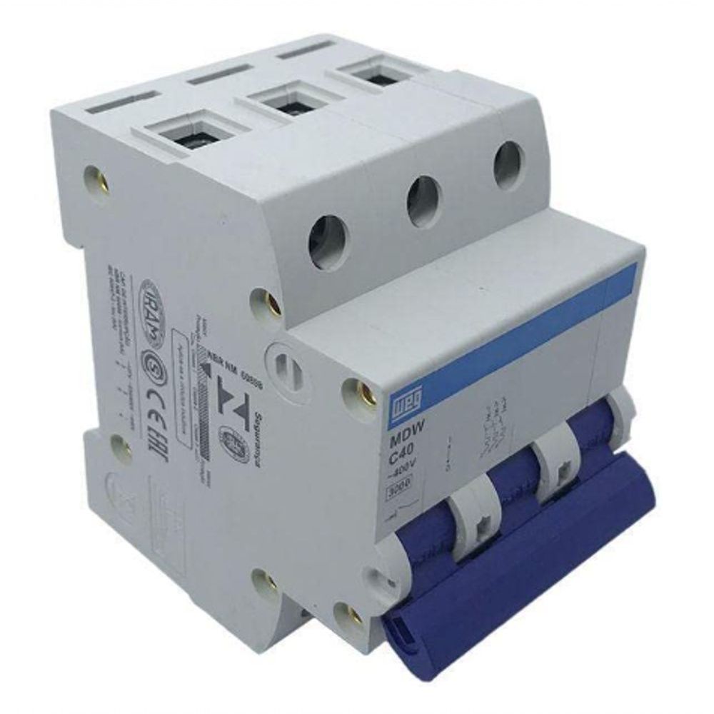 Encontraproduto.com.br - Disjuntor Tripolar Din MDW-C 40A Branco Weg