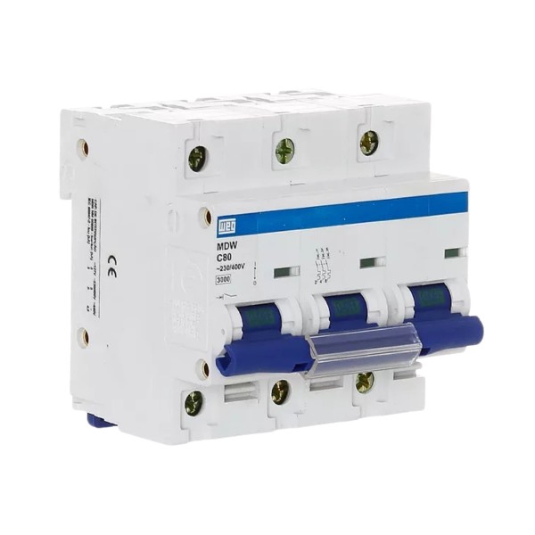 Encontraproduto.com.br - Mini Disjuntor Tripolar 80A Curva C 3KA Weg