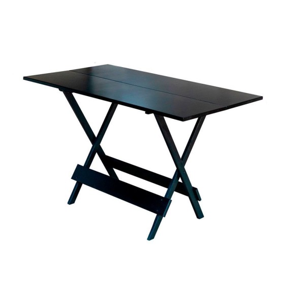 Encontraproduto.com.br - Jogo De Mesa Dobrável 1,20X70 E Mesa Aparador Em Madeira Maciça Com 4 Cadeiras - Preto - Preto