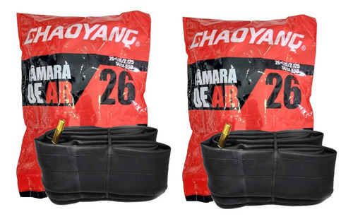Encontraproduto.com.br - Par câmaras de ar 26 x 1.95/2.125 Chaoyang válvula americana 33 mm