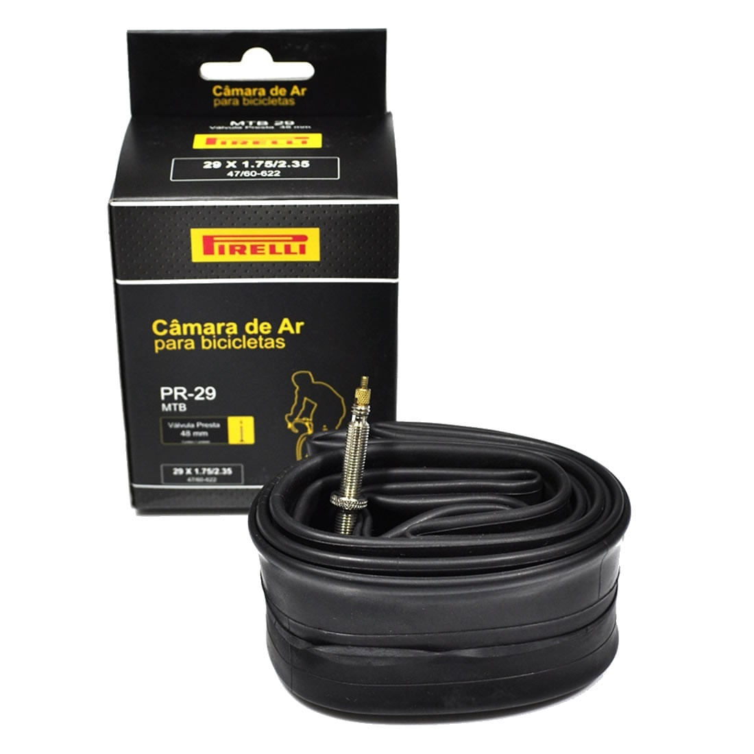 Encontraproduto.com.br - 4x Câmara de ar 29 x 1.75/2.35 Pirelli Mtb bico fino 48 mm
