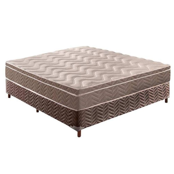 Encontraproduto.com.br - Conjunto Box Casal: Colchão Anatômico Paropas D28/ Pasquale + Base CRC Suede Brown(138x188)