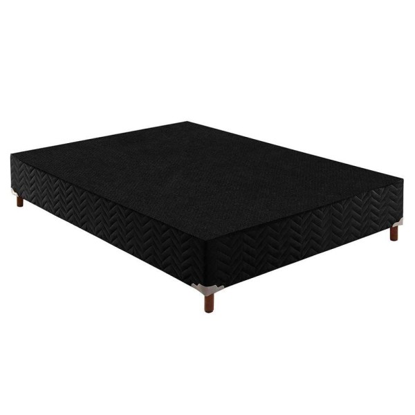 Encontraproduto.com.br - Cama Box Casal: Colchão Espuma D33 Paropas Pasquale + Base Crc Suede Black(138X188)