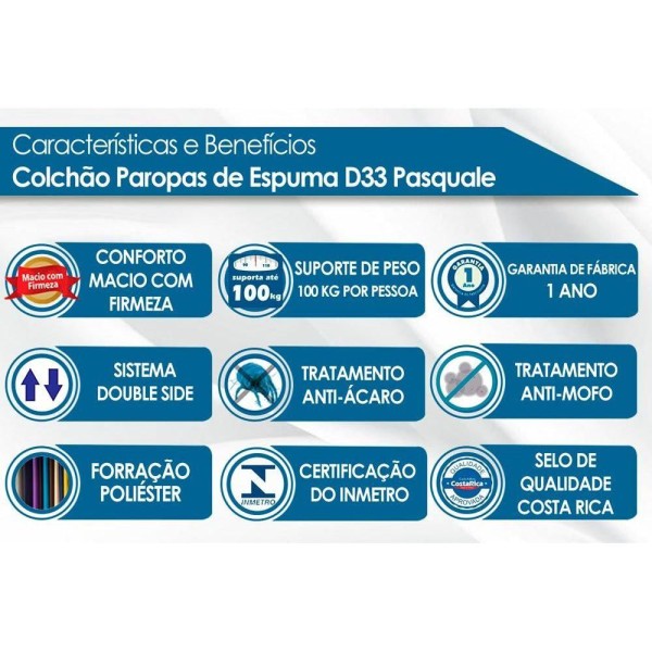 Encontraproduto.com.br - Cama Box Casal: Colchão Espuma D33 Paropas Pasquale + Base Crc Suede Black(138X188)