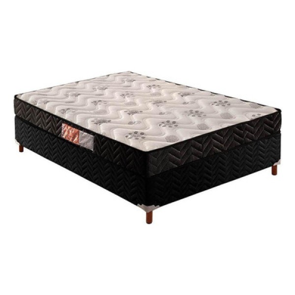 Encontraproduto.com.br - Cama Box Casal: Colchão Espuma D33 Paropas Pasquale + Base Crc Suede Black(138X188)