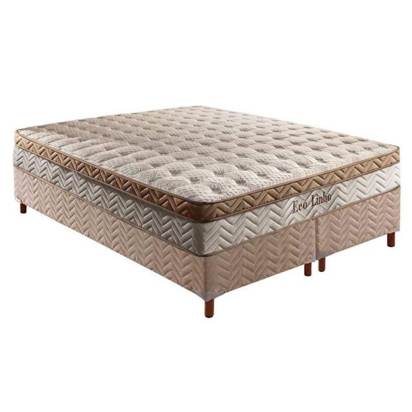 Encontraproduto.com.br - Cama Box King: Colchão Molas Ensacadas Paropas Masterpocket Eco Linho + Base Clean(193X203)