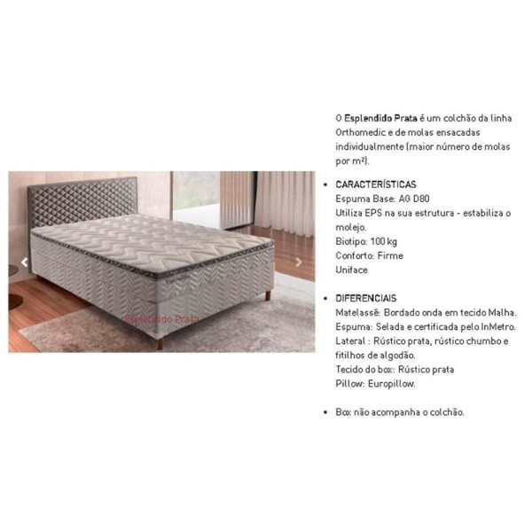Encontraproduto.com.br - Cama Box Queen: Colchão Molas Ensacadas Paropas Masterpocket Esplêndido + Base Gray(158X198)