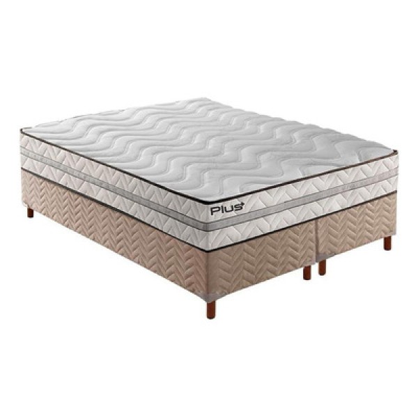 Encontraproduto.com.br - Cama Box Queen: Colchão Espuma D33 Paropas Pasquale Plus + Base Crc Rústico Clean(158X198)