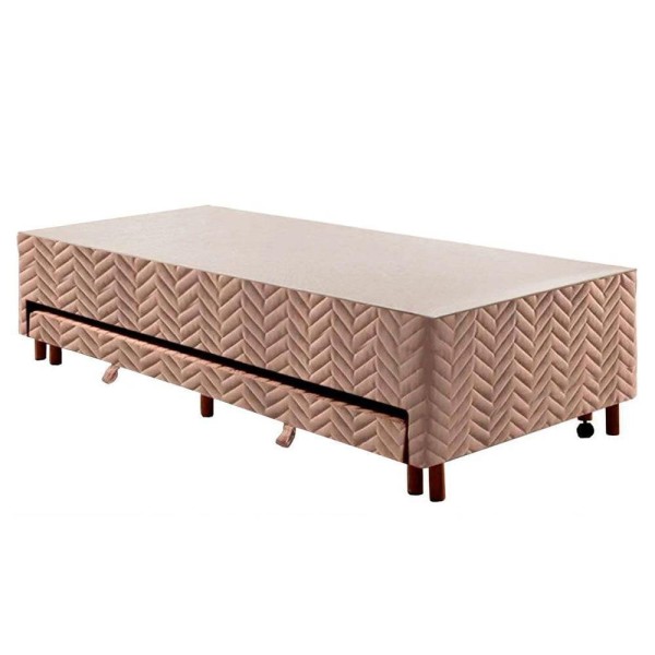 Encontraproduto.com.br - Cama Box Base c/Auxiliar Solteiro Universal Rústico Bordado Clean (88x188x30) - Paropas