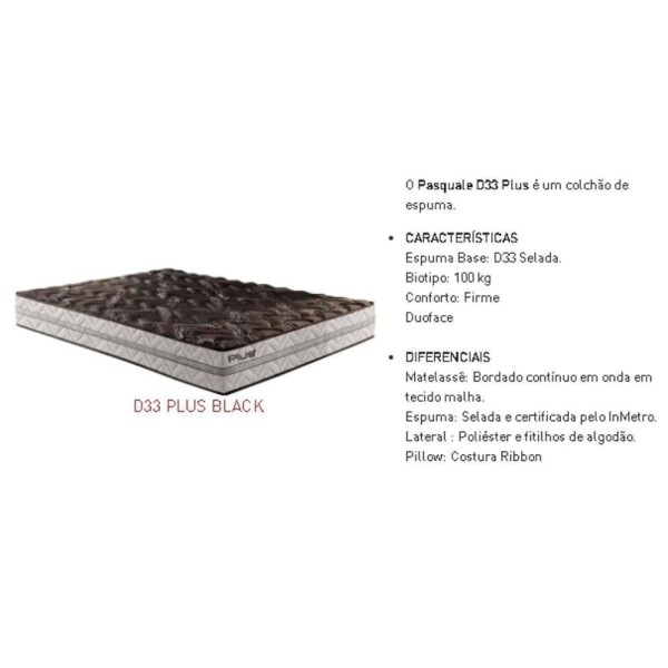 Encontraproduto.com.br - Colchão King Espuma D33 Pasquale Plus Euro Pillow Black (193x203x20) - Paropas