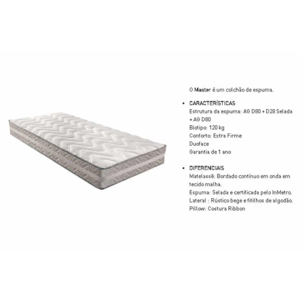 Encontraproduto.com.br - Colchão Queen Espuma Compact Ag 65 - D28 - Master Double Face Gray (158x198x20) - Paropas