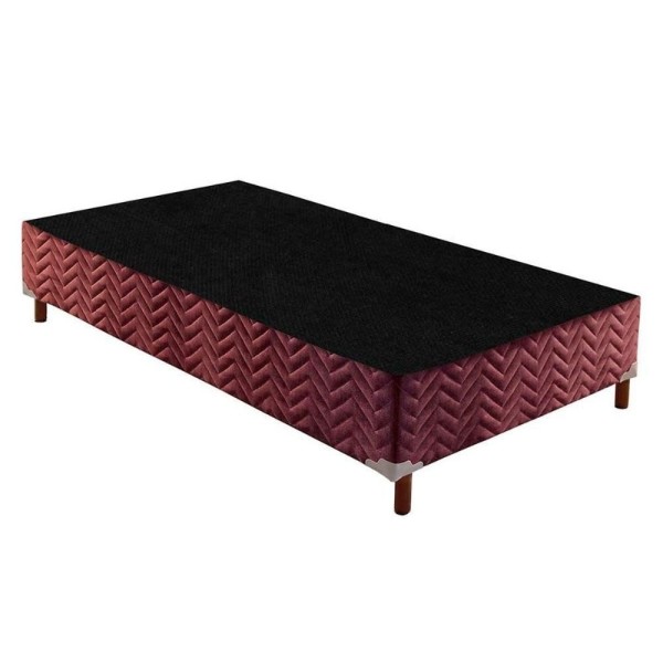 Encontraproduto.com.br - Cama Box Base Solteiro Sommier Rústico Bordado Wine (96x203x30) - Paropas