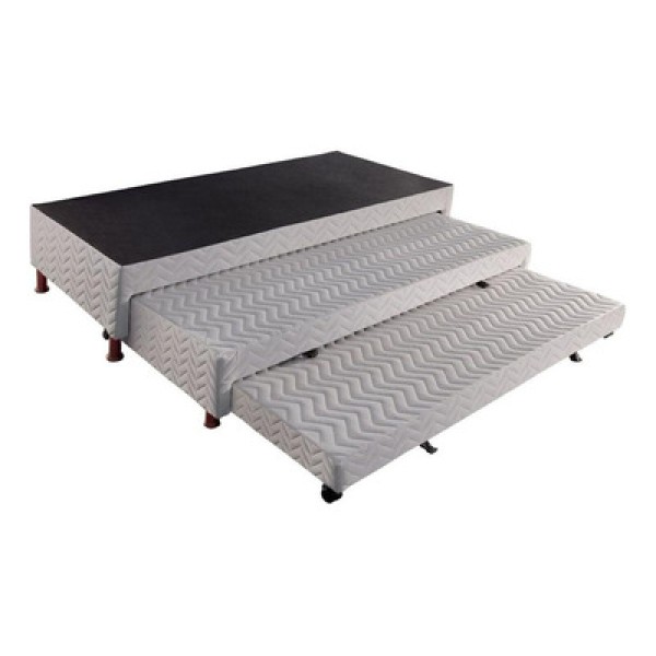 Encontraproduto.com.br - Cama Box Base C-2 Auxiliares Solteiro Universal Rústico Bordado White (88x188x32) - Paropas