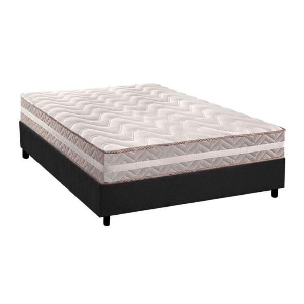 Encontraproduto.com.br - Conjunto Box Casal: Colchão Anatômico Paropas D33-ag65 Confort + Base Crc Suede Gray(138x188)