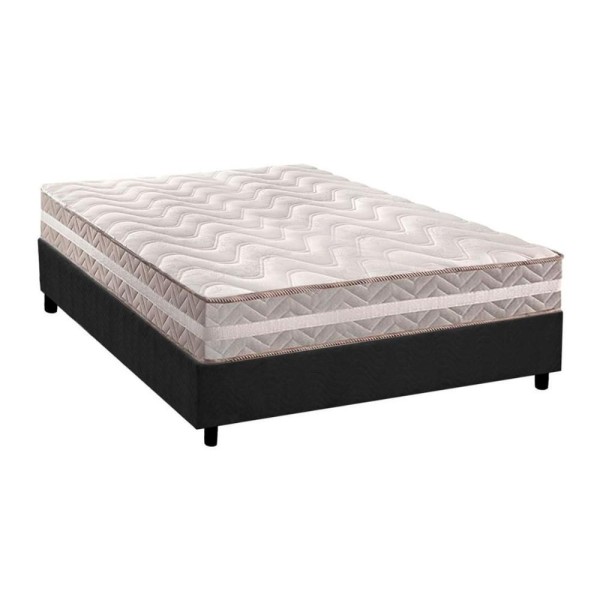 Encontraproduto.com.br - Conjunto Box Casal: Colchão Anatômico Paropas D33-ag65 Confort + Base Crc Suede Gray(138x188)