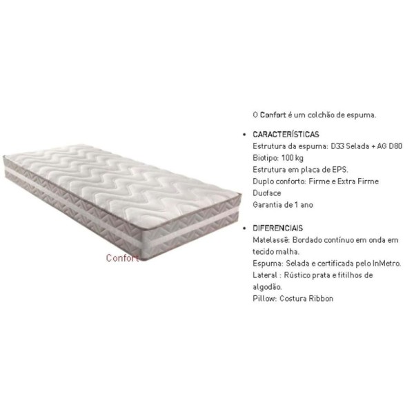 Encontraproduto.com.br - Conjunto Box Casal: Colchão Anatômico Paropas D33-ag65 Confort + Base Crc Suede Gray(138x188)