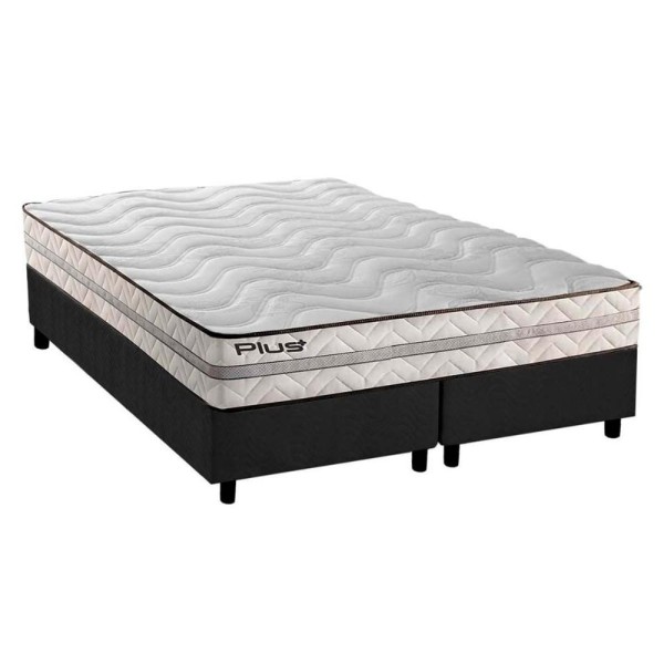 Encontraproduto.com.br - Cama Box Queen: Colchão Espuma D33 Paropas Pasquale Plus + Base Crc Suede Gray(158X198)