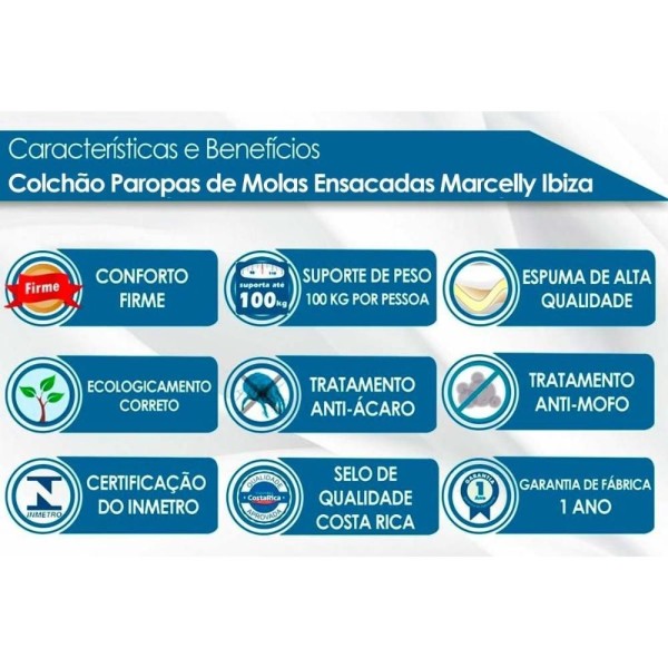 Encontraproduto.com.br - Colchão Queen Molas Ensacadas Masterpocket Marcelly Euro Pillow Clean (158x198x28) - Paropas