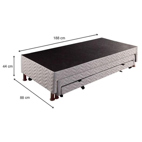 Encontraproduto.com.br - Cama Box Base C/2 Auxiliares Solteiro Universal Rústico Bordado White (88x188x32) - Paropas