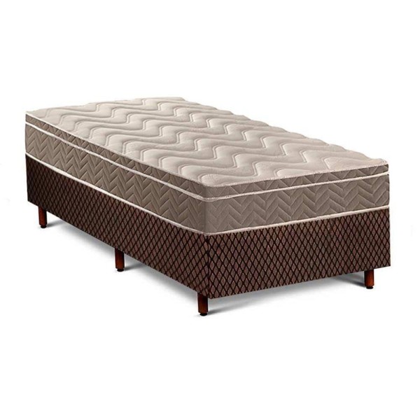 Cama Box Solteiro: Colchão Ortopédico D33/Ep Confort Ultra Firme + Base Fantasy Brown(88X188)