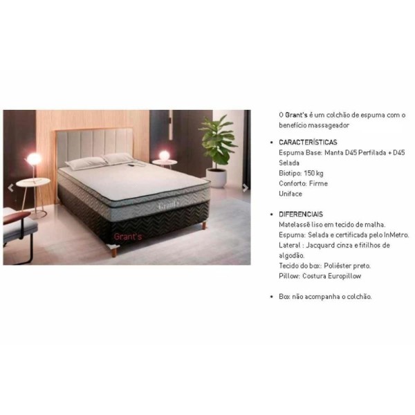 Encontraproduto.com.br - Colchão King Ortopédico C- Vibro Massagem D45 - Ep Grants Euro Pillow (193x203x25) - Paropas
