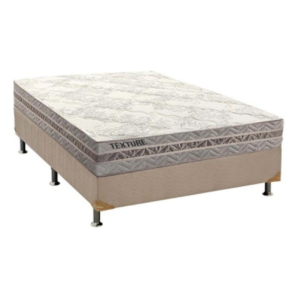 Encontraproduto.com.br - Cama Box Casal: Colchão Molas Paropas MasterPocket Ensacadas Texture + Base CRC Suede Clean(138x188)
