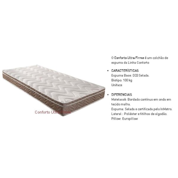 Encontraproduto.com.br - Colchão Viúva Ortopédico D - Ep Anatômico Confort Ultra Firme Euro Pillow Brown Paropas