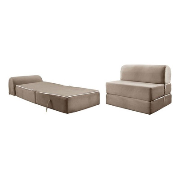 Encontraproduto.com.br - Sofá Cama p/Sala New Extra Suede Capuccino - Paropas