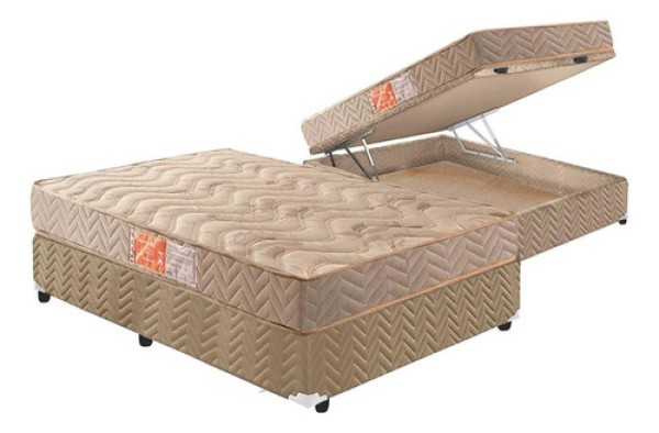 Encontraproduto.com.br - Cama Box Baú Casal: Colchão Espuma Paropas D33 Pasquale + Base Crc Suede Clean(138X188)
