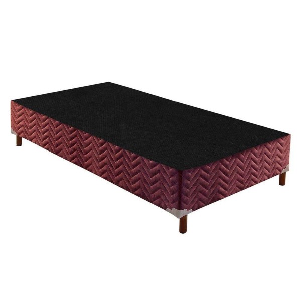 Encontraproduto.com.br - Cama Box Base Solteiro Sommier Rústico Bordado Wine (88X188X20) - Paropas