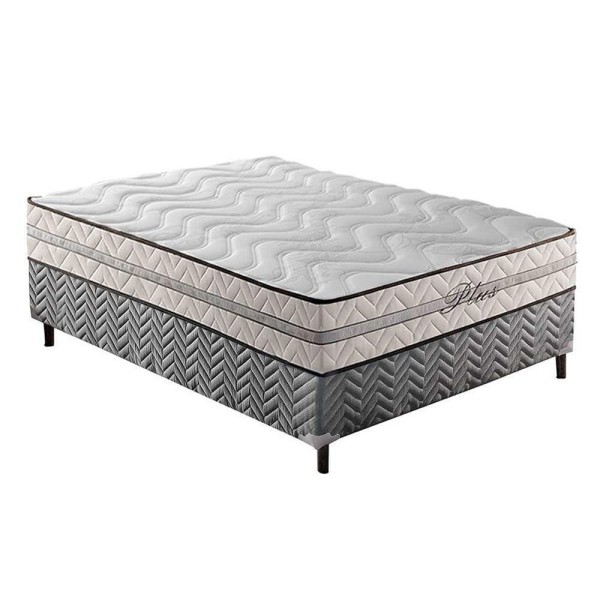 Encontraproduto.com.br - Cama Box Casal: Colchão Espuma Paropas D33 Pasquale Plus + Base Crc Rústico Gray(138X188)