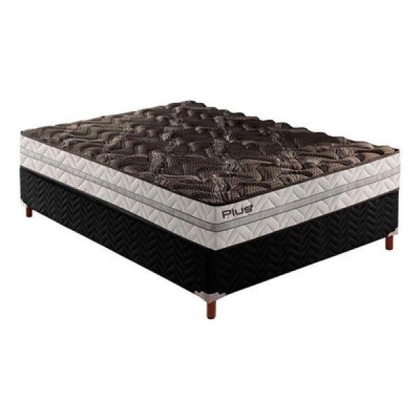 Encontraproduto.com.br - Cama Box Casal: Colchão Espuma Paropas D33 Pasquale Plus + Base Crc Suede Black(138X188)