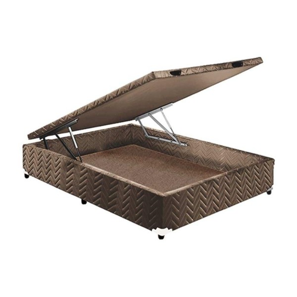 Encontraproduto.com.br - Cama Box Baú Solteiro: Colchão Espuma D33 Paropas - Ep Confort Ultra Firme + Base Crc Suede Brown(88x188)