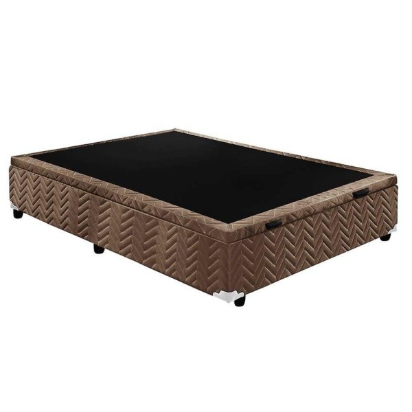 Encontraproduto.com.br - Cama Box Baú Solteiro: Colchão Espuma D33 Paropas - Ep Confort Ultra Firme + Base Crc Suede Brown(88x188)