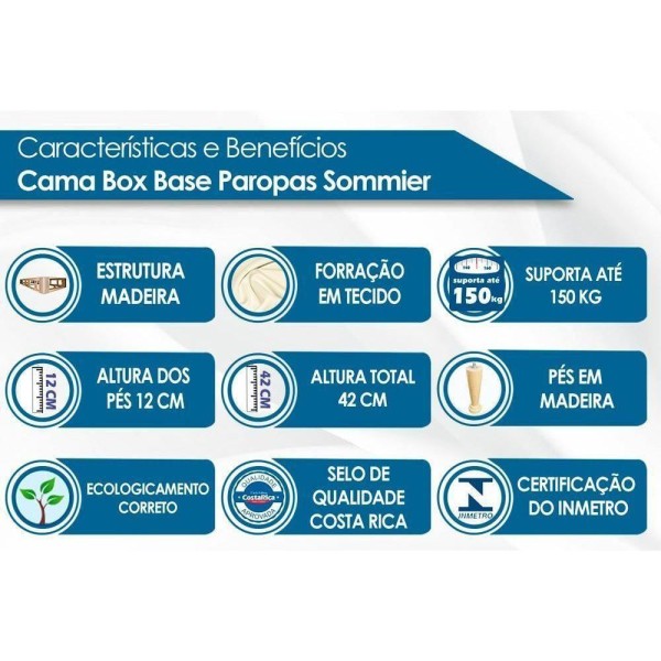 Encontraproduto.com.br - Cama Box Base King Sommier Rústico Bordado Clean (193x203x30) - Paropas