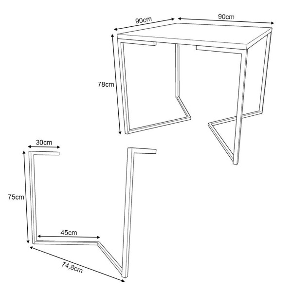 Encontraproduto.com.br - Mesa Jantar Industrial Branca Quadrada 90X90 Base V Ferro Preto Com 4 Cadeiras Brancas Cor: Branco