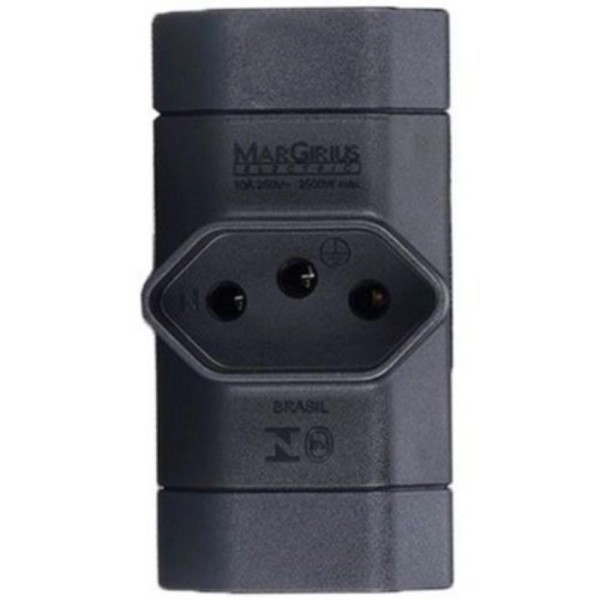 Encontraproduto.com.br - Plug Tee Benjamin Margirius 2P 10A Preto