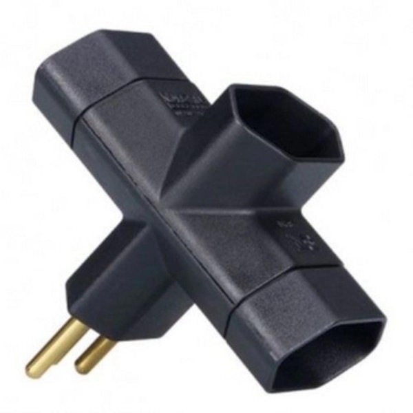 Encontraproduto.com.br - Plug Tee Benjamin Margirius 2P 10A Preto