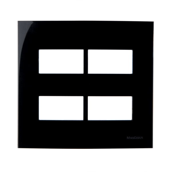 Encontraproduto.com.br - Linha Sleek Ebony Placa 4x4 P/ 4 Módulos Horizontais