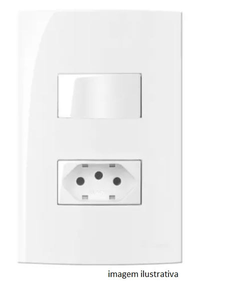 Encontraproduto.com.br - Linha Sleek Conj 4×2 interruptor Simples + Tomada 10A 250V