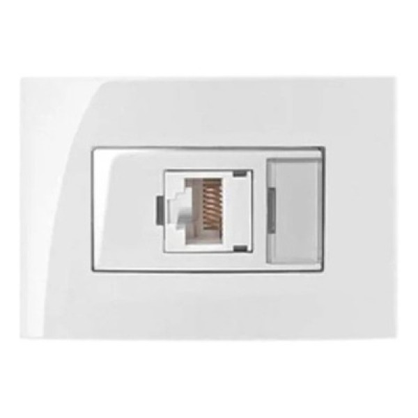 Encontraproduto.com.br - Conjunto Montado Tomada Informática Rj45 Branco Para Móvel Sleek Margirius