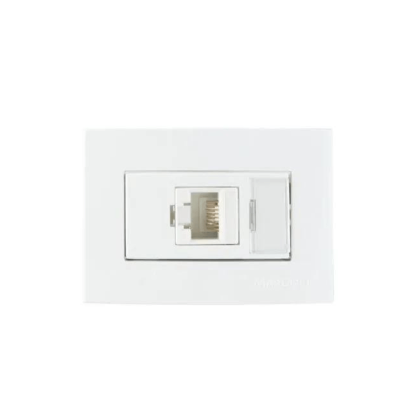 Encontraproduto.com.br - Conjunto Montado Tomada Informática Rj45 Branco Para Móvel Sleek Margirius