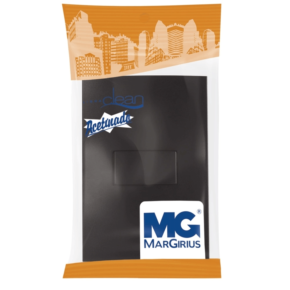 Encontraproduto.com.br - Conjunto 1 Interruptor Simples Clean Ebony - MARGIRIUS