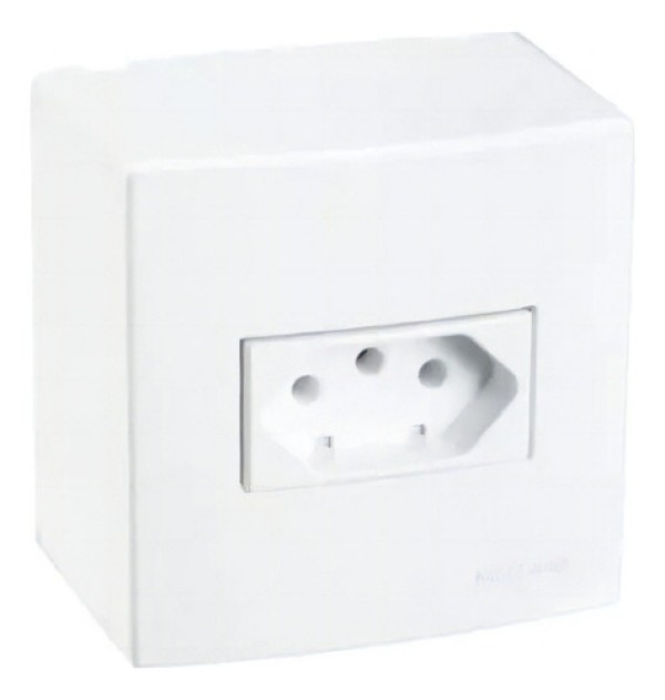 Encontraproduto.com.br - Caixa Sobrepor Com 1 Tomada 2P+T 10A-250V PB Branco Com Suporte Sleek Margirius