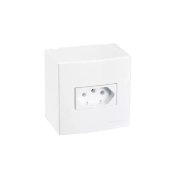 Encontraproduto.com.br - Caixa Sobrepor Com 1 Tomada 2P+T 10A-250V PB Branco Com Suporte Sleek Margirius